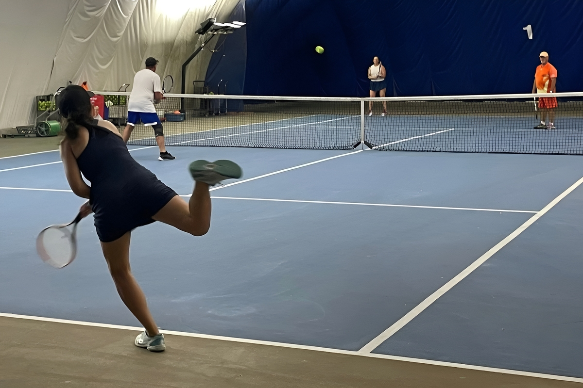 Doubles match on the indoor courts at Junction Indoor Tennis Center
