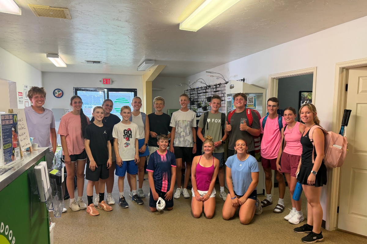 Junior players together in the Junction Indoor Tennis Center clubhouse